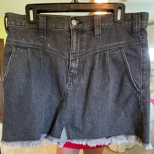 Free People Black Denim Mini Skirt